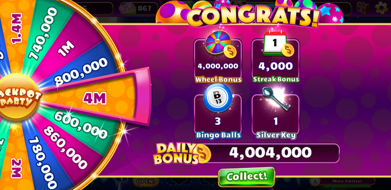 Jackpot Party Daily Wheel Bonus
