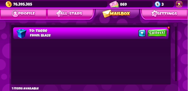 Jackpot Party Inbox Message