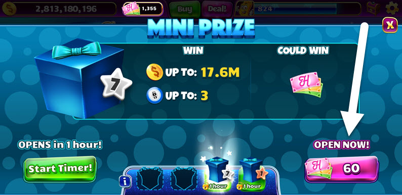 Option to Use Honey Bucks to Open Party Prize