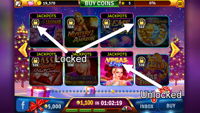 Unlocked slots among the locked ones