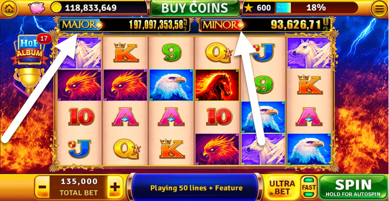 major and minor jackpots on zeus and hades