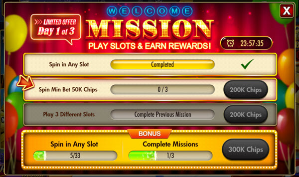 doubledown casino welcome mission screen
