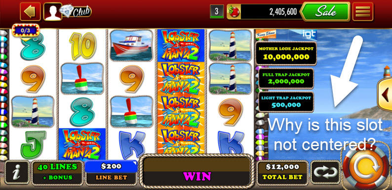 slot alignment to the left